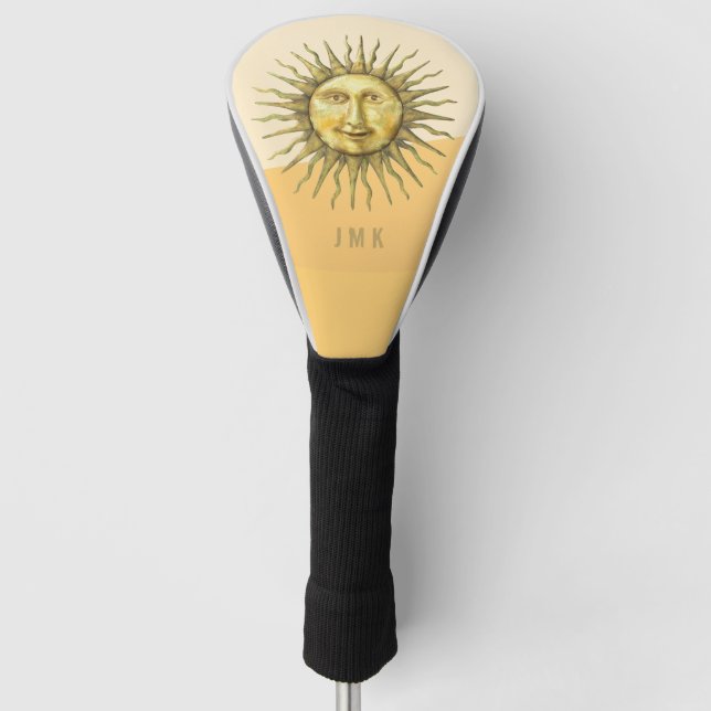 Celestial Sun Face Colorblock Monogram  Golf Head Cover (Front)