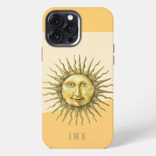 Celestial Sun Face Colorblock Monogram   iPhone Case (Back)