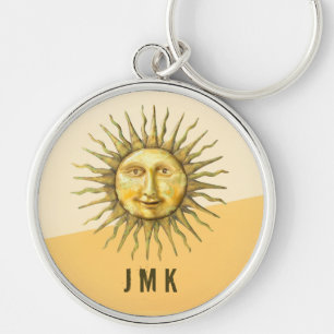 Celestial Sun Face Colorblock Monogram  Key Ring