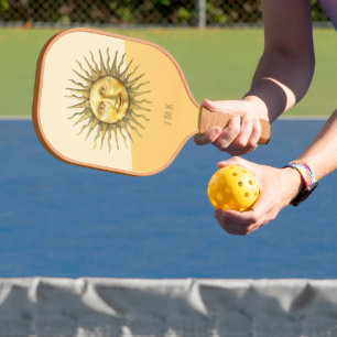 Celestial Sun Face Colorblock Monogram Pickleball Paddle