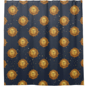 Celestial Sun Gold Pattern (1) Shower Curtain