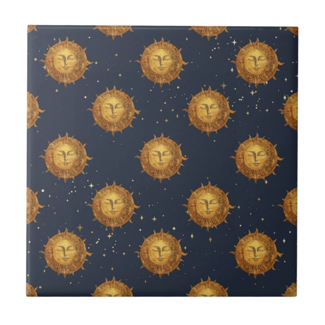 Celestial Sun Gold Pattern (1) Tile (Front)