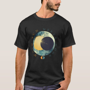 Celestial Sun Meets Moon Phases Cosmic Space Astro T-Shirt