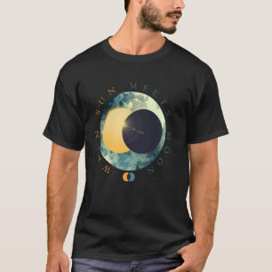 Celestial Sun Meets Moon Phases Cosmic Space Astro T-Shirt