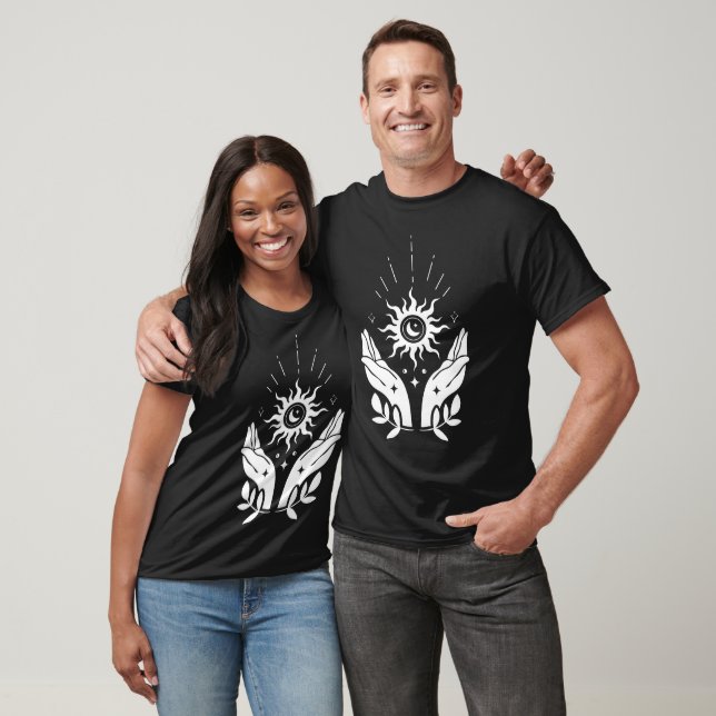 Celestial Sun Moon And Hands T-Shirt (Unisex)