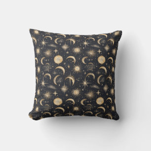 Celestial Sun Moon and Stars Night Sky  Cushion