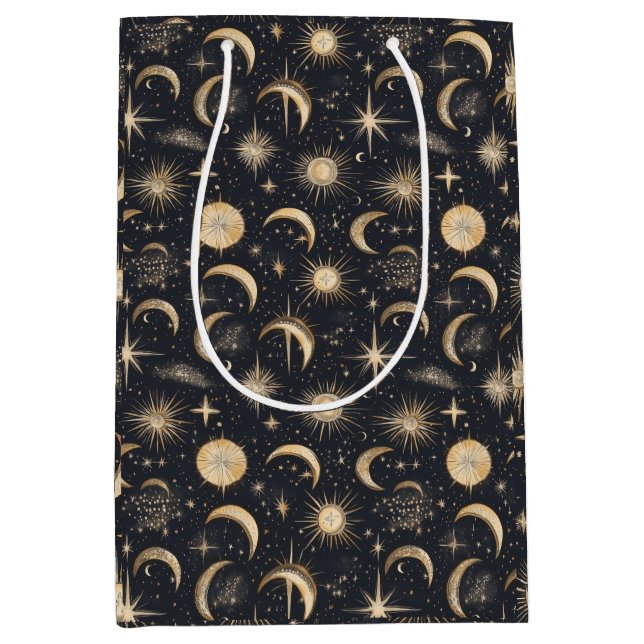Celestial Sun Moon and Stars Night Sky  Medium Gift Bag (Front)