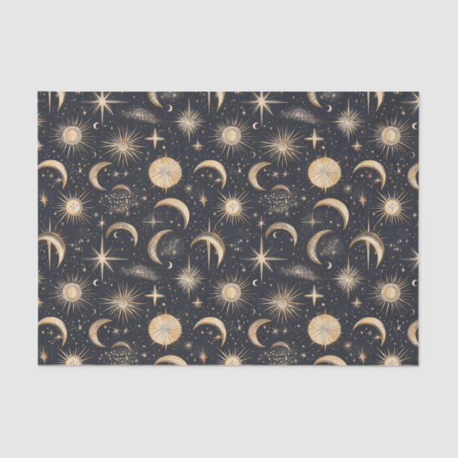 Celestial Sun Moon and Stars Night Sky  Tissue Paper (Front)