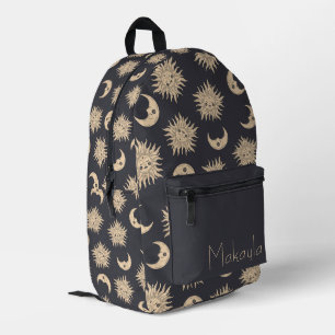 Celestial Sun, Moon and Stars Personalised Printed Backpack