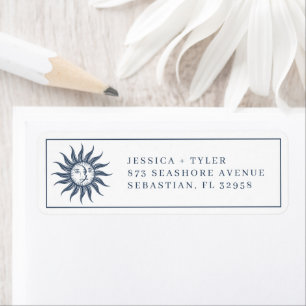 Celestial Sun & Moon Blue Wedding Invitation