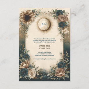 Celestial Sun Moon Boho Floral Rustic Wedding Enclosure Card