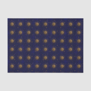 Celestial Sun Moon Brass Bas Relief Graphic Tissue Paper