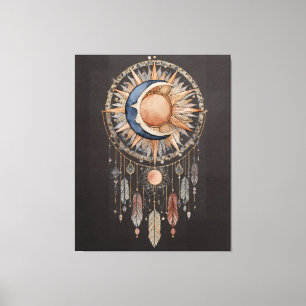 Celestial Sun Moon Dreamcatcher Canvas Print