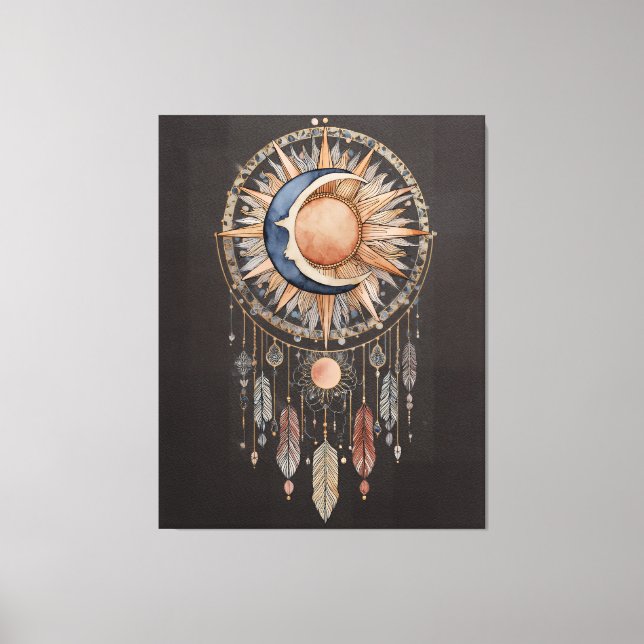 Celestial Sun Moon Dreamcatcher Canvas Print (Front)