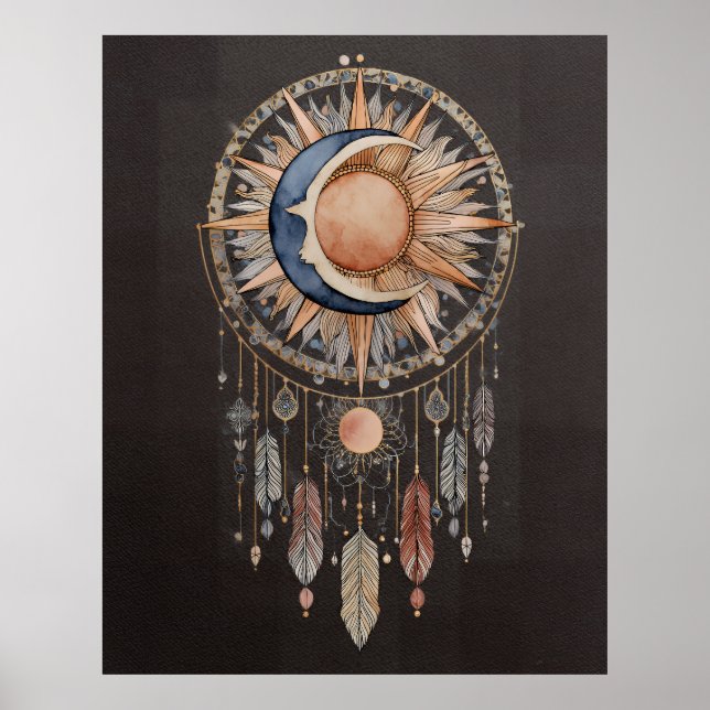 Celestial Sun Moon Dreamcatcher Poster (Front)