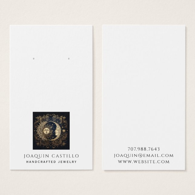 Celestial Sun Moon Earring Jewellery Display Cards (Front & Back)