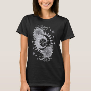 Celestial Sun Moon Flower Astrology Moon Phases Vi T-Shirt