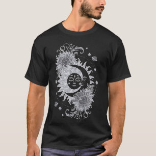 Celestial Sun Moon Flower Astrology Moon Phases Vi T-Shirt