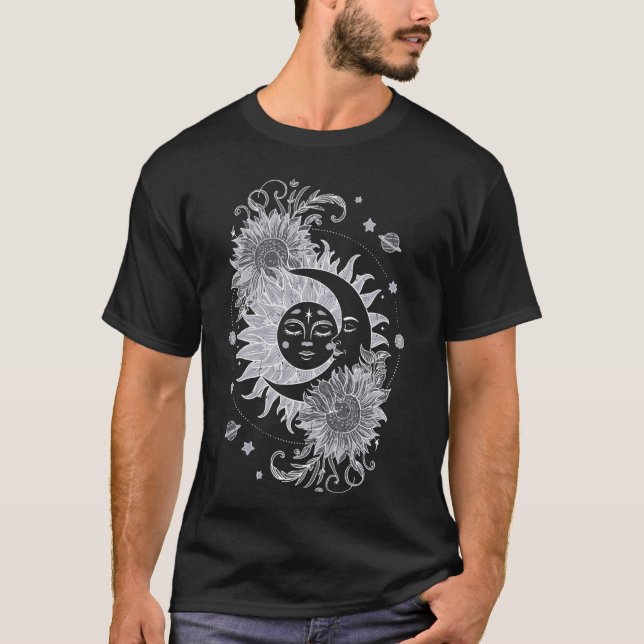 Celestial Sun Moon Flower Astrology Moon Phases Vi T-Shirt (Front)