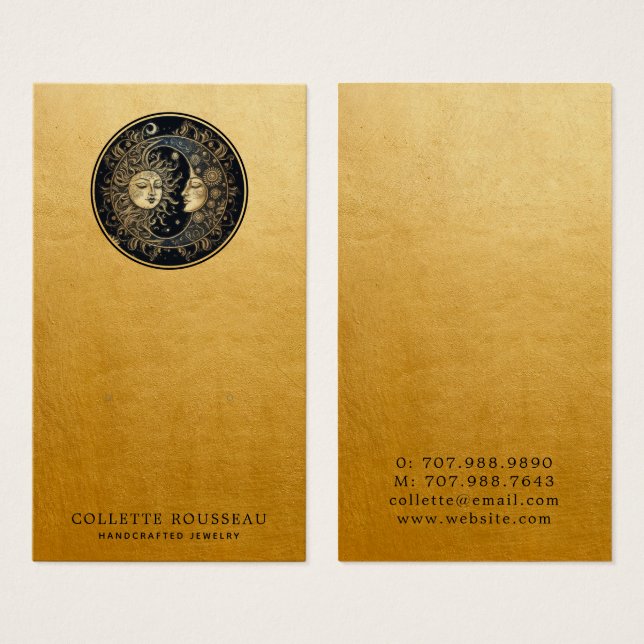 Celestial Sun Moon Gold Earring Jewellery Display (Front & Back)
