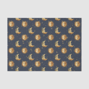 Celestial Sun & Moon Gold Starry Night Pattern (1) Tissue Paper