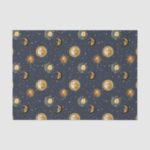 Celestial Sun & Moon Gold Starry Night Pattern (2) Tissue Paper