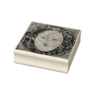 Celestial Sun Moon Jung Faces Maureen Girard Rubber Stamp