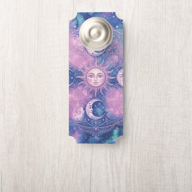 Celestial Sun & Moon Mandala Galaxy Nebula Door Hanger (On Knob)