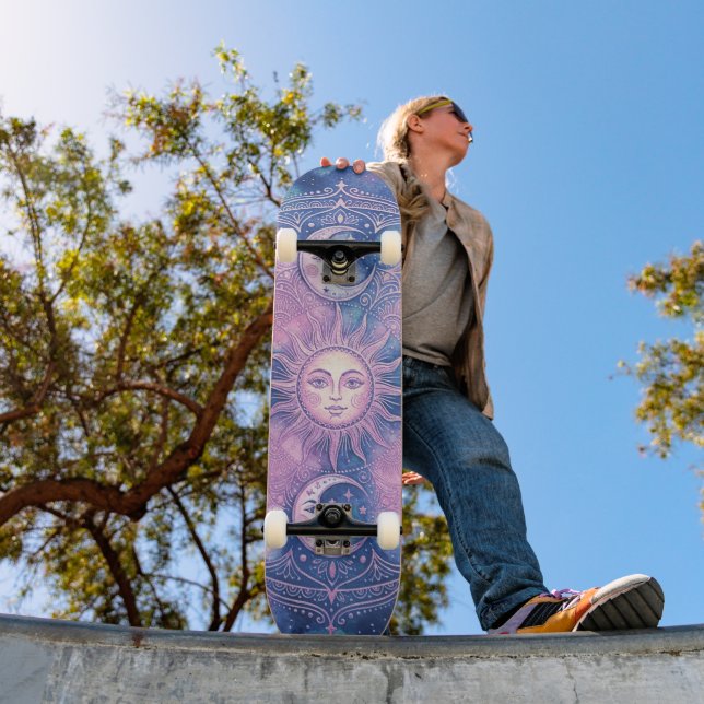 Celestial Sun & Moon Mandala Galaxy Nebula Skateboard (Outdoor 1)