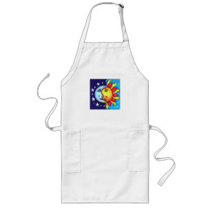 Celestial Sun Moon Nineties Art Vibes Long Apron