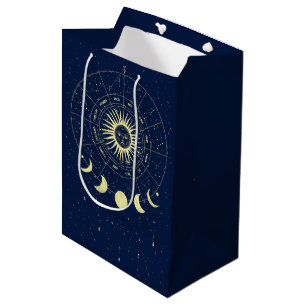 Celestial Sun Moon Phases Zodiac Medium Gift Bag