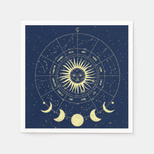 Celestial Sun Moon Phases Zodiac Napkin
