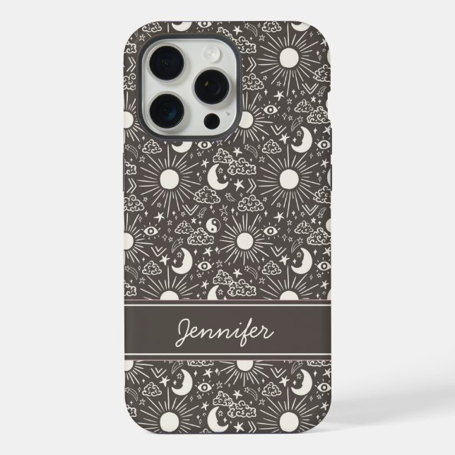 Celestial Sun & Moon Phone Case | Custom Name (Back)