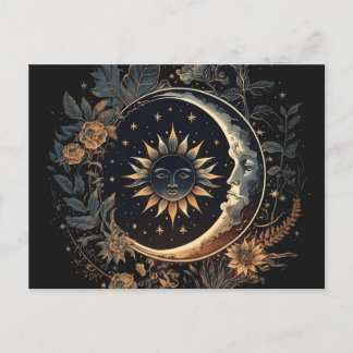 Celestial Sun & Moon Printable Postcard