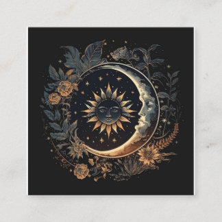 Celestial Sun & Moon Square Business Card