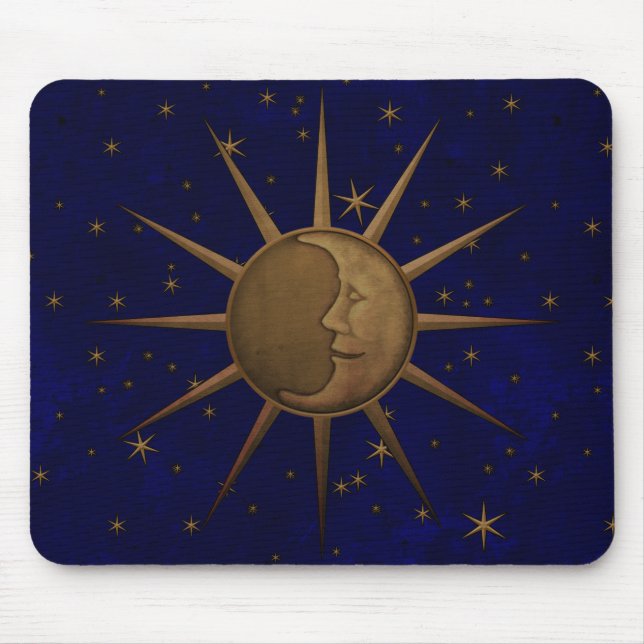 Celestial Sun Moon Starry Night Mouse Mat (Front)