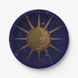 Celestial Sun Moon Starry Night Paper Plate