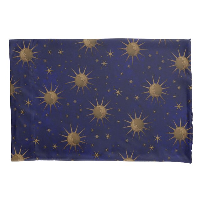 Celestial Sun Moon Starry Night Pillowcase (Front-Left)