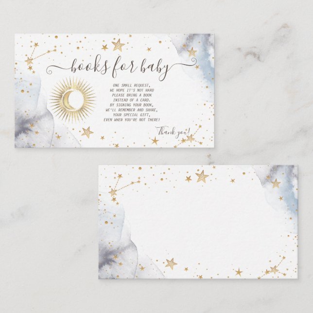Celestial Sun,Moon,Stars Baby Shower Enclosure Card (Front/Back)