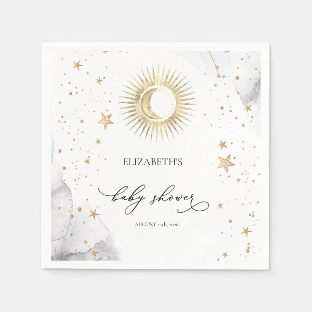 Celestial Sun,Moon,Stars Baby Shower  Napkin (Front)