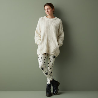 Celestial Sun Moon Stars Cream Leggings