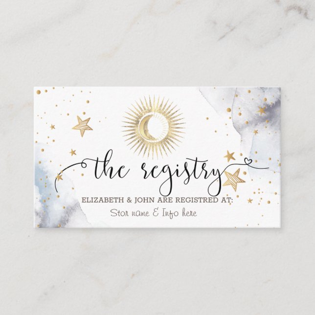 Celestial Sun,Moon,Stars Enclosure Card (Front)