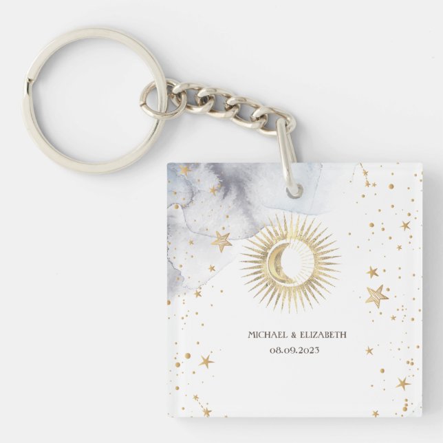 Celestial Sun,Moon,Stars  Key Ring (Front)