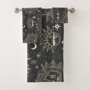 Celestial Sun Moon Stars Poseidon Bath Towel Set