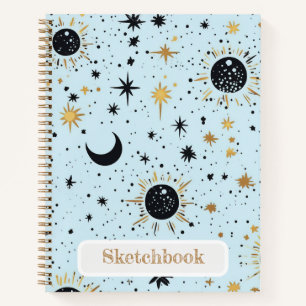 Celestial Sun Moon Stars Sketchbook Notebook
