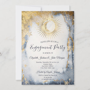 Celestial Sun,Moon,Stars Watercolor  Invitation