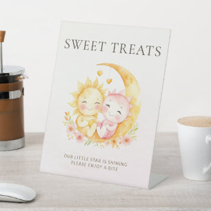 Celestial Sun Moon Sweet Treats Baby Shower Pedestal Sign