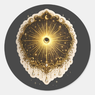 Celestial Sun Moon Symbol Sacred Cosmic Balance Classic Round Sticker