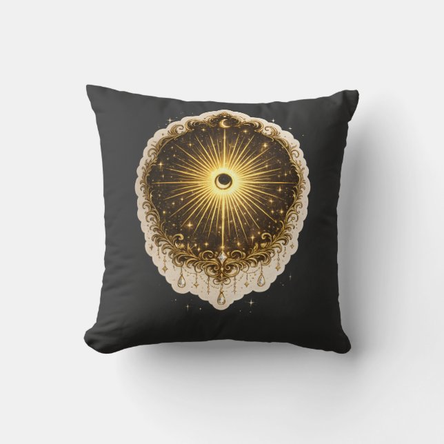 Celestial Sun Moon Symbol Sacred Cosmic Balance Cushion (Front)