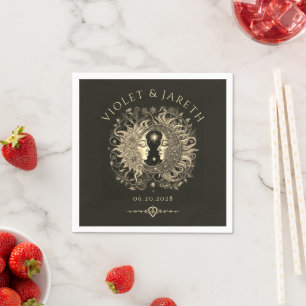 Celestial Sun Moon Wedding Guest Book Napkin